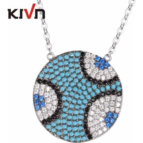 KIVN Womens Fashion Jewelry Turkish Blue eye Pave CZ Cubic Zirconia Bridal Wedding Pendant Necklaces Girls Mothers Day Gifts
