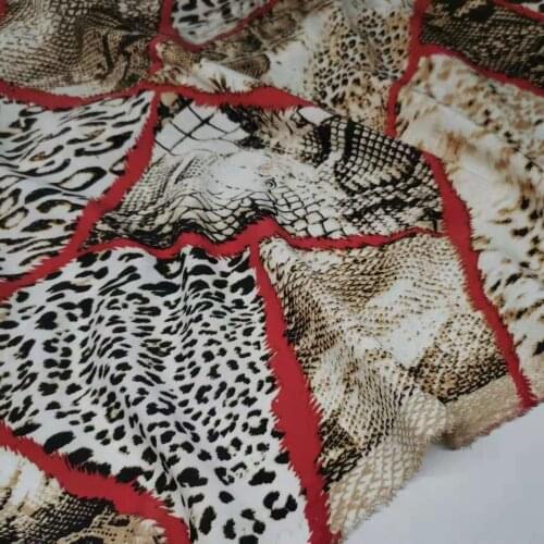 Leopard Crepe Chiffon Fabric Dress Stretchy Cloth Sewing Material