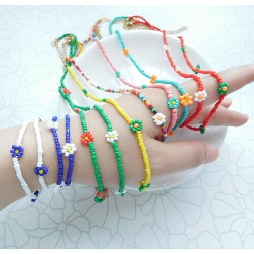 Hot Sale Handmade Daisy Flower Chain Necklace Bohemian Bead Link Womens Clavicle Choker Jewelry Gift Fashion Collier Femme New