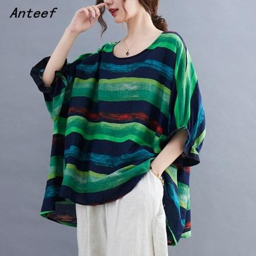 Short sleeve cotton vintage stripe casual loose summer tee t shirt women t-shirt ladies tshirt 2021 tops streetwear clothing