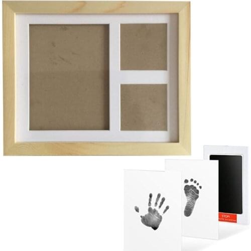 Baby Footprint Kit Handprint Picture Frame with Safe and Non-Toxic Ink Pad Perfect Newborn Keepsakes Girls Boys Shower Gift