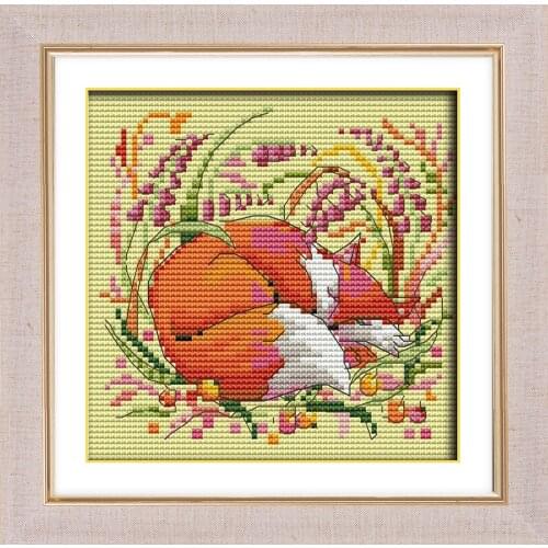 Cartoon Fox cross stitch kit animal 18ct 14ct 11ct count print stitching embroidery DIY handmade needlework plus