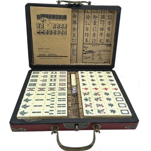 2021 New Mah-Jong Chinese Mahjong Set 144 Mah-Jong Set Portable Chinese Toy with Box Party Game Board