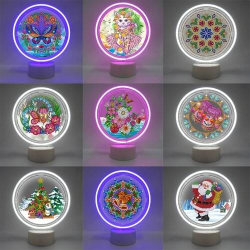 Desk Lamp DIY Special Shaped Diamond Painting Led Neon Lights Diamond Embroidery Led Light kits Animal Home Decoration Lamp Gift