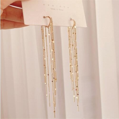 New Fashion Tassel Drop Earrings Luxury Gold Color Long Chain Joker Lovely Korean Style Earrings For Women Girls Jewelry Gift