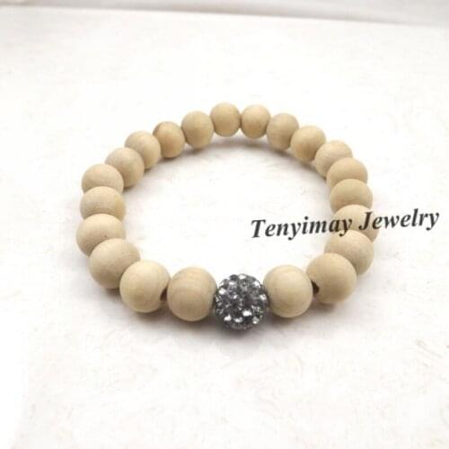 Wholesale 20pcs/lot Transparent Grey Crystal Bracelet Original Wooden Bracelet For Women Free Shipping