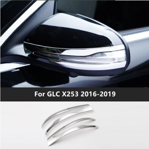 Stainless Steel Rearview Mirror Trim Strips 2Pcs For Mercedes Benz C Class W205 GLC X253 2015-2019 Car Exterior Modified Silver