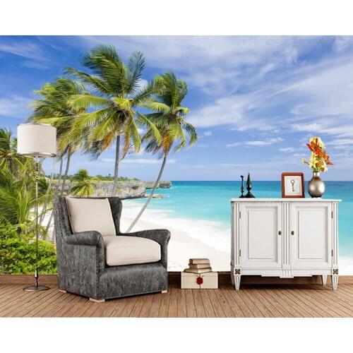 Papel de parede Beautiful beach natural scenery 3d wallpaper,living room kitchen bedroom wall papers home decor mural