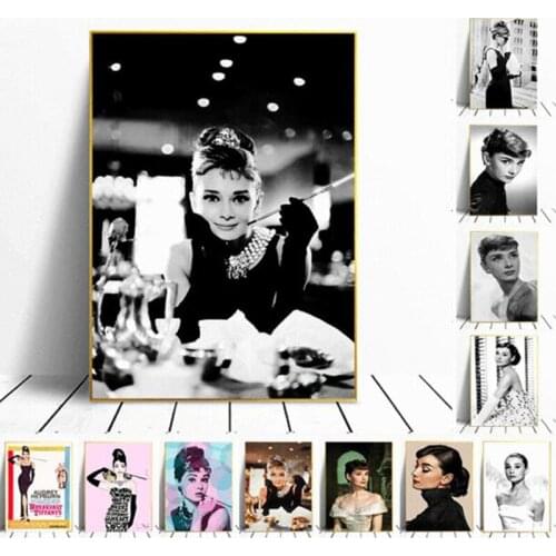 Audrey Hepburn Poster Black White Wall Art Print Hepburn Black Dress Canvas Painting for Living Room Bedroom Home Decor Picture