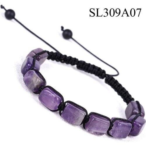 Rectangular Buddha Beads Seven Chakras White Crystal Red Green Aventurine Stone Woven Bracelet Friendship Jewelry