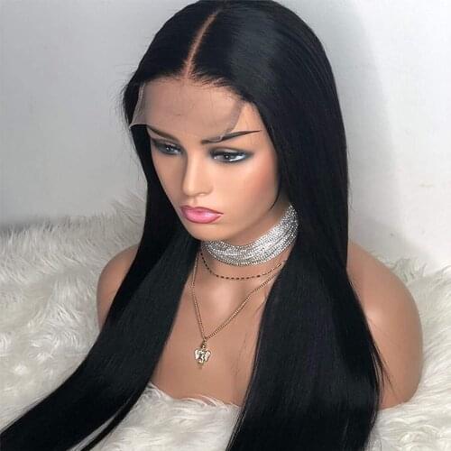 Straight 13x4 Lace Front Human Hair Wigs For Black Women PrePlucked 30 32 Inch Lace Front Wig Remy Peruvian Straight Closure Wig