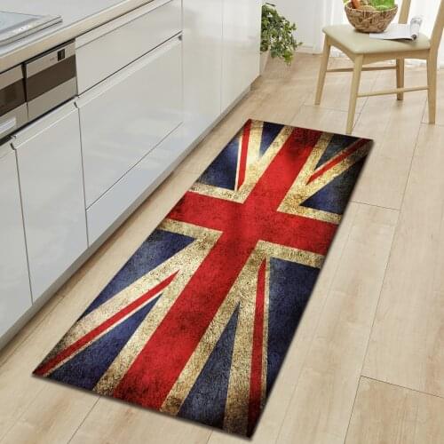 Retro Flag Print Modern Washable Long Mats Rugs Entrance Doormats Kitchen Carpet 60*90cm 40*120cm Bath Mat