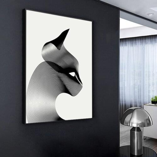 Modern Minimalism Prints Animal Black White Line Cat HD Poster Lines Canva Painting Pictures Art Wall for Living Room Decorative