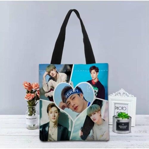 Bang Chan Stray Kids Tote Bag Canvas Fabric Handbag Two Sides Printed Shopping Bag Traveling Casual Useful Shoulder Bag 0622