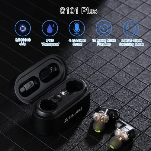 Original SYLLABLE S101 Plus Dual Dynamic Drivers Strong bass TWS headset for music QCC3040 Chip of SYLLABLE S101 plus 12 hours