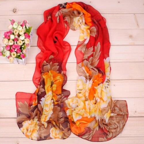 2020 FAL/WIN Gorgeous peony chiffon scarf silk square hijab cool shawl ladies foulard femme headband hair bufanda mujer shawl