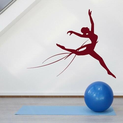 Gymnast Girl Wall Decal Sport Jumping Gymnastics Vinyl Window Sticker Dance Room Girls Bedroom Interior Decor Art Wallpaper E547