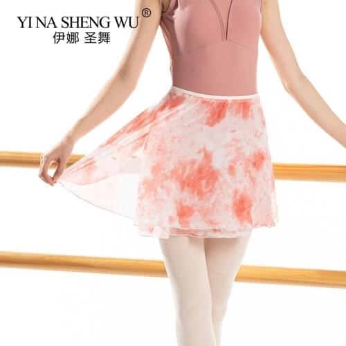 Women Ballet Tutu Skirt 2020 New Women Chiffon Vintage Print Practice Ballet Skirt Girls Floral Dance Ballet Dress Small Apron