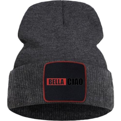 Bella Ciao Funny Letter Print Solid Color Knitted Caps Soft Warm Winter Hat Outdoor Hip Hop Unisex Caps Comfort Creative Caps