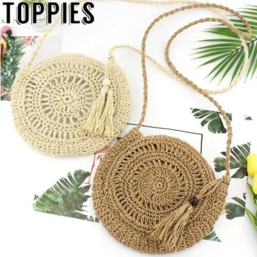 2019 Women Hollow Out Straw Bags Paper Rope Crossbody Bag Bohemian Beach Women Circle Bag