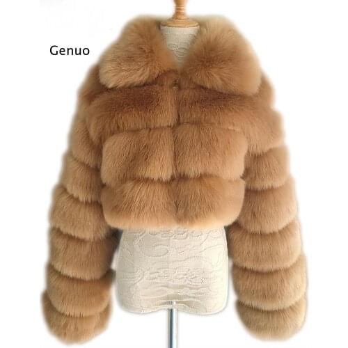 Winter Women High Quality Artificial Fur Coat Faux Fox Fur Jacket Female Spliced Short Lapel Plush Coat Fashion Abrigo Mujer