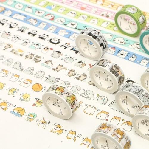 1 Roll Cute Aninmals Penguin Panda Paper Tape Hand Account DIY Label Stickers