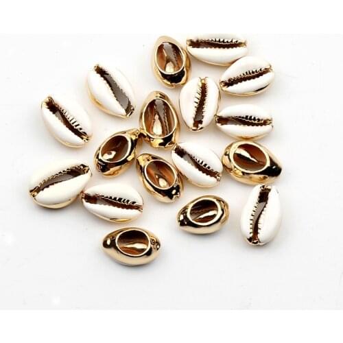 10pcs Golden Natural Sea Shells Coquillage Beach Decor Diy Home Decoration Shell For Jewelry Making Marine Style Embellishment
