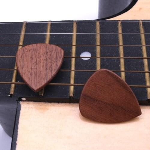 2 Pieces Guitar Bass Picks Plectrum Solid Wood Classic