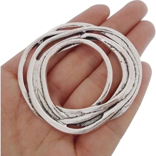 3 x Hollow Open Large Irregular Round Circles Charms Pendants for Necklace Jewelry Making Findings 63x60mm