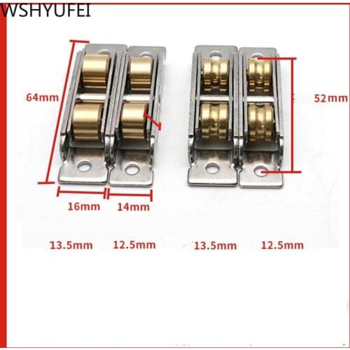 4pcs Stainless Steel and Copper Window Pulley Steel Sliding Left and Right Door Rollers Moving Windows Sliding Door Pulley