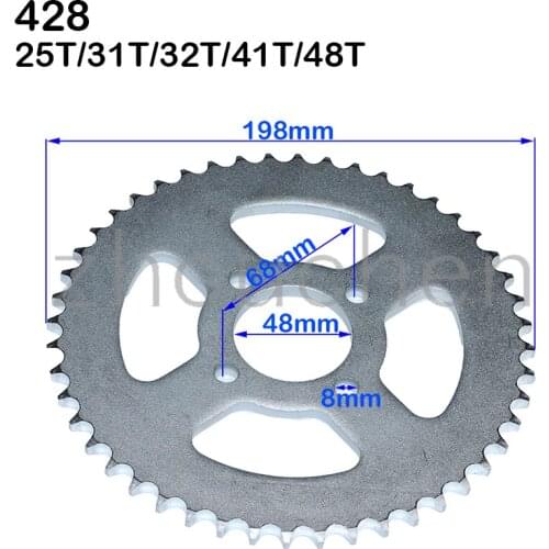 428 Chains 48MM25T/31T/32T/41T/48T Motorcycle Chain Sprockets Rear Back Sprocket Cog For Dirt Pit Bike Tricycle off-road vehicle