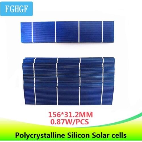 50pcs DIY Use 156*31.2MM Polycrystalline Silicon Solar Cells 0.87W Solar Panel For Phone tablet MP3 MP4 Powerbank Charging