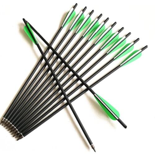 6/12/24Pcs Crossbow Bolt Arrows 17/20/22 Inches Mix Carbon Crossbow Arrow OD 8.8mm With Green Feather Archery Hunting Shooting