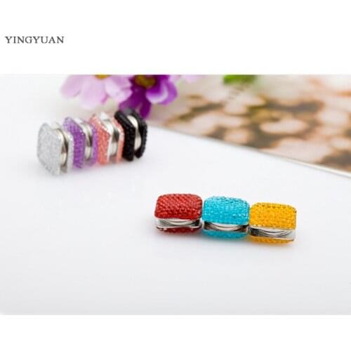 6 PCS Mix Color Crystal Square Magnet Brooch Pin Muslim Scarf Clips headwear