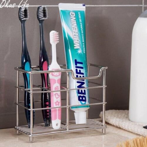 6 Slot Bathroom Stainless Steel Toothbrush Holder Toothpaster Holder Storage Organizer Rack Toothbrush Box Bathroom Accessories