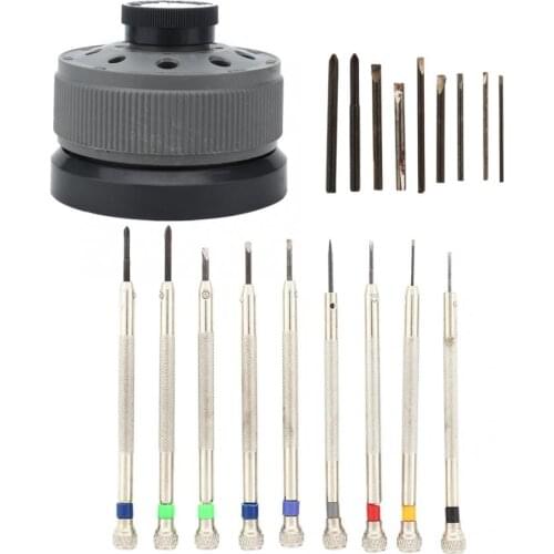 Professional 9Pcs 0.6mm-2.0mm Watch Screwdriver Kit Tools with a round base for storing screwdrivers for Watch Repairing Tool a