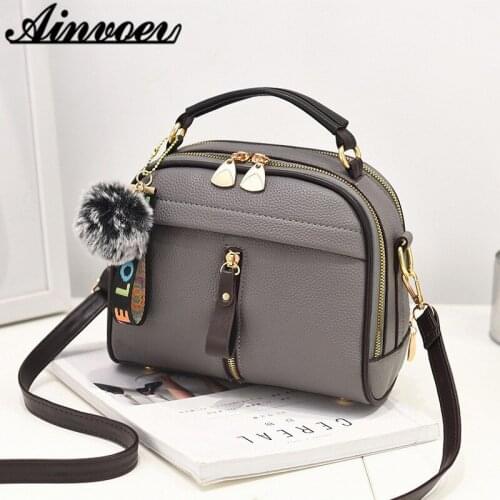 Ainvoev Double Zipper Women handbags PU Leather Women School Shoulder Bags High Quality Crossbody bag Bolsa Purse