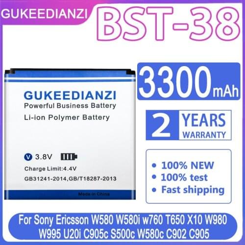 Battery BST-38 3300mAh For Sony Ericsson W580 W580i w760 T650 X10 W980 W995 U20i C905c S500c W580c C902 C905 BST 38