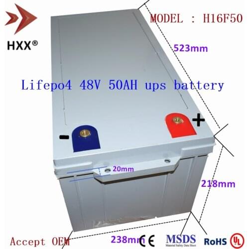 Lifepo4 48V 50Ah Built 16S 50A Discharge BMS 2600W OEM Power free Maintenance Deep Cycle for UPS Home Photovoltaic RV