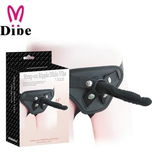 DIBE Strapon Dildo Vibrator for Women 7 Speed Remote Control Strap on Anal Butt Plug Sex Toys for Unisex Couples Harness