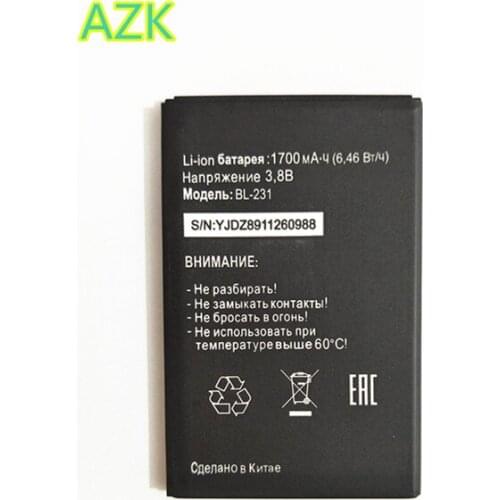 AZK 1pcs 100% 1700mAh High Quality battery for Tele2 midi bl-231 Battery
