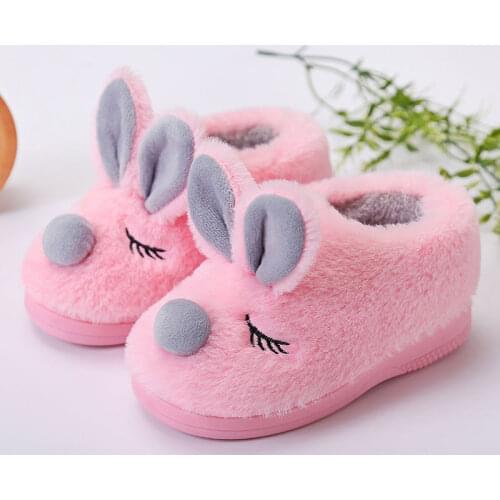 Kids Non-slip Indoor Cotton Shoes for Boys Girls Parent-child Winter Shoes Children Cotton Shoes Baby Cute Slippers Indoor Shoes