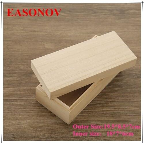 EASONOV 19.5x8.5x7CM DIY Home Storage Box Natural Wooden Postcard Home Organizer Handmade Craft Jewelry Case