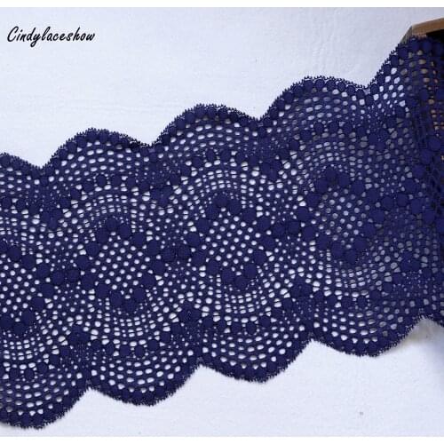 2 Yards 20cm Width Chinese Knot Embroidered Stretch Lace Trim Underwear DIY Clothing Accessories Elastic Lace Fabrics For Sewing