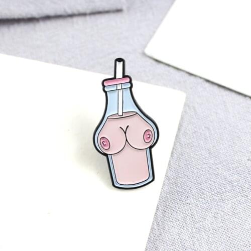 Sexy Female Body Enamel Pin Pink Body Bottle Badge Brooch Denim Clothes Bag Lapel Pin Jwewlry Gift For Friends Girls Women