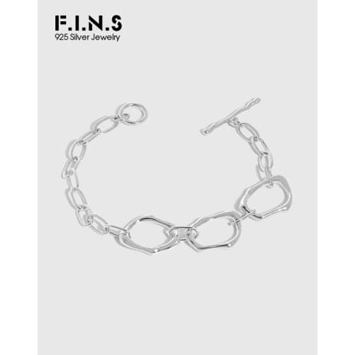 F.I.N.S INS Original Design Geometric Chain Link S925 Sterling Silver Bracelet Irregular Link Hoops Silver 925 Bracelets Women