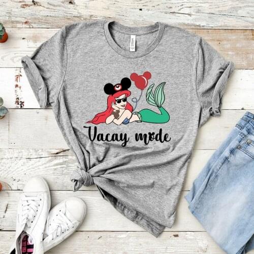 Funny Vacay Mode Shirt Girls Vacation Tees Cute Mermaid Graphic Tee kawaii Minnie Matching Squad Goals Vacation Tops