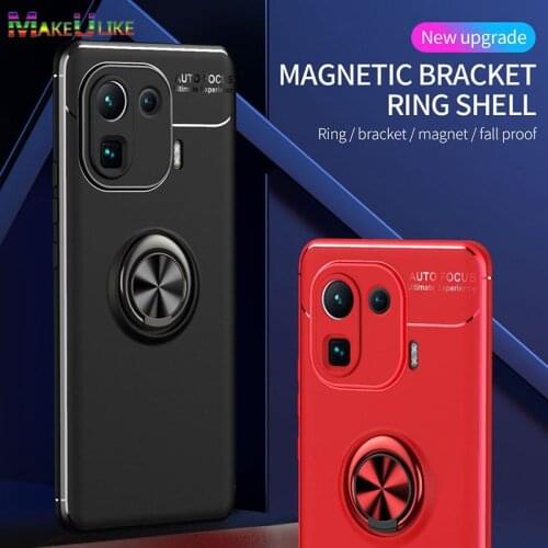 Ring Silicone Case For Xiaomi Mi 11 Pro Lite Ultra 11Ultra 11Lite 11Pro Case Soft Cover Anti-fall Kickstand Case
