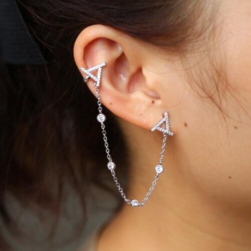 Korean Jewelry Trendy drop cz station earring Woman Gift delicate Chain Tassel Earrings for girls hot fashiom dainty cz earring