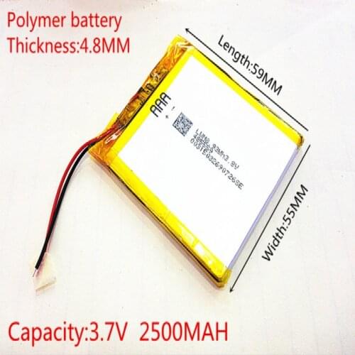 Size 485559 3.7V 2500mah Lithium polymer Battery With Protection Board For MP3 MP4 GPS Digital Products Free Shipping